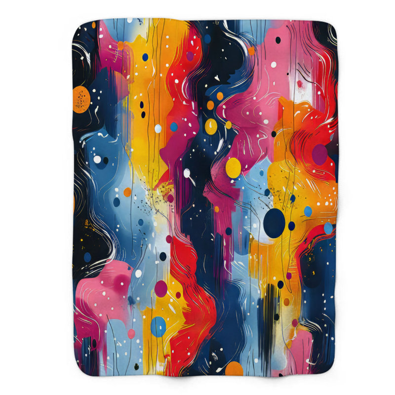Joyful Colors - Couverture sherpa de qualité supérieure 1 pièce, Lit simple