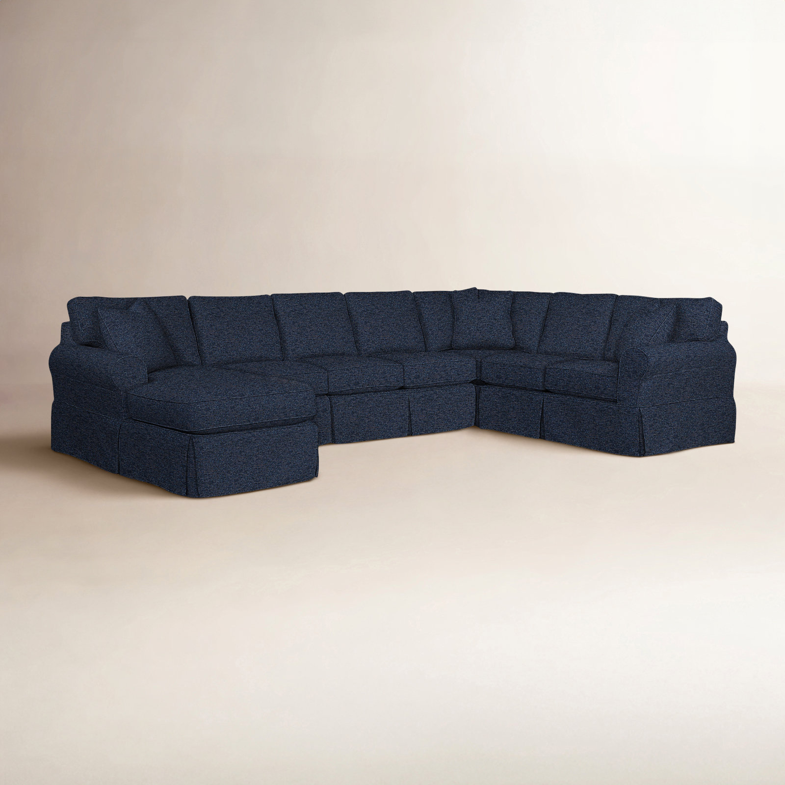Bedford Slipcovered U-Sectional, Basic Navy, Right Hand Facing