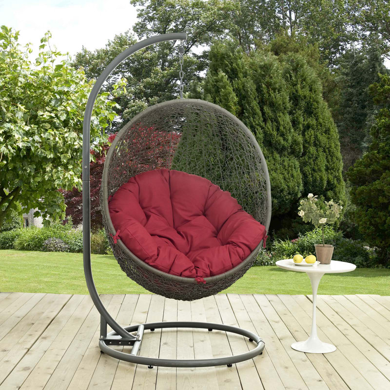 Chaise suspendue d'extérieur avec support Hide de Modway, Gris et rouge