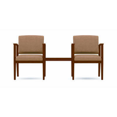 Amherst Wood Waiting Reception 2 Seat Tandem Wood Frame with Center Table
