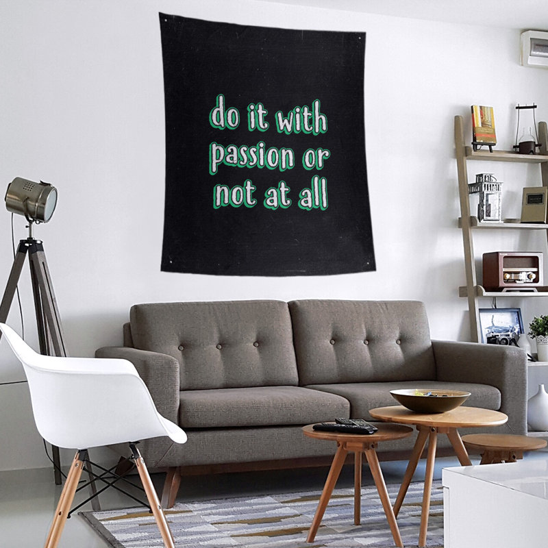 Tapisserie tableau noir en polyester citation passion, H 60 po x l 51 po, Vert