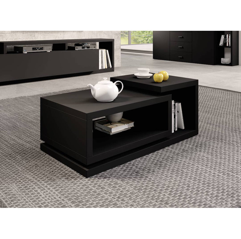 Behensky Coffee Table with Storage, Black/Black