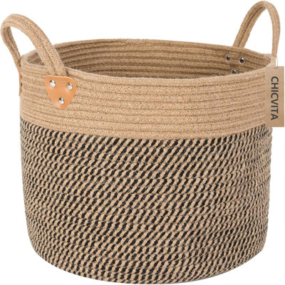 Foldable Woven Mapes - Large Jute Basket With Handles, For Blankets, Toys, Shoes, Versatile Home Decor Organizer