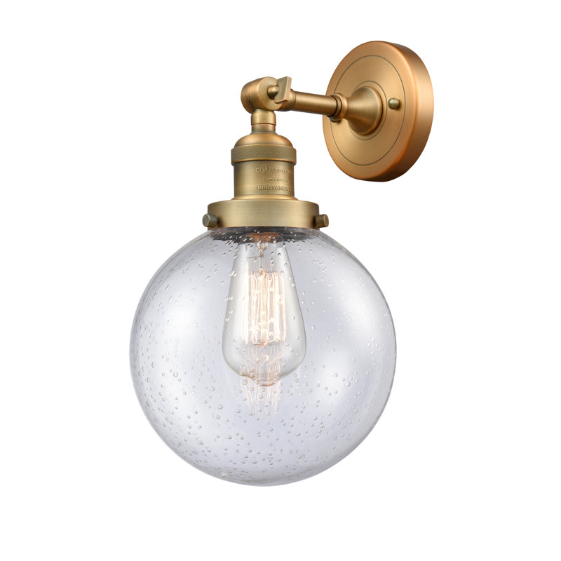 Clementina Dimmable Bath Sconce, 6 Watt Vinage LED Bulb, Seedy, Brushed Brass