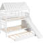 Lit simple / simple superposé avec lit gigogne, escalier de rangement pratique et conception attrayante sur le toit - fenêtre blanche simple au-dessus de l'espace