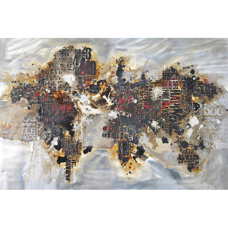 Texturized World Map Canvas | Modern Bedroom Decor Wall Art
