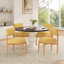 Chaise de salle à manger moderne en mélange de lin et jaune (seulement chaises de salle à manger)-2025874449