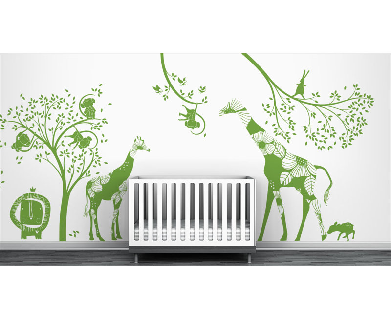 Décalcomanie murale jungle baby, Vert lime