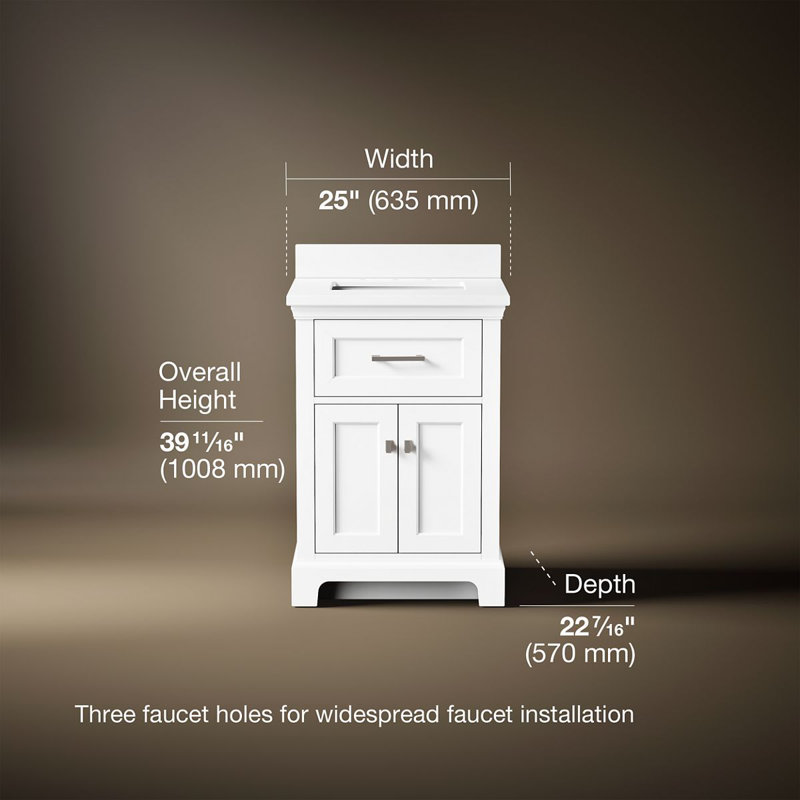 Charlemont 24 In. Bathroom Vanity Cabinet With Sink And Quartz Top, White