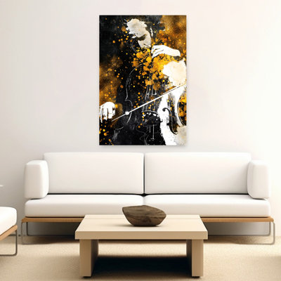 Golden Cello Melody, art mural contemporain abstrait