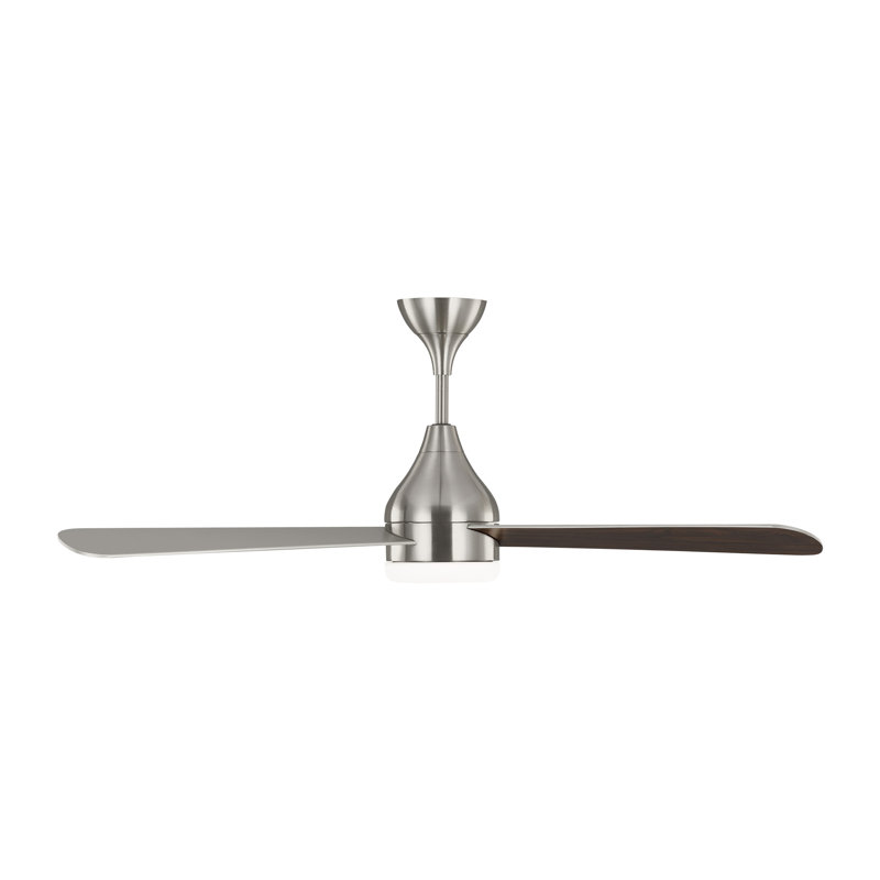 Smart LED Ceiling Fan, 60 inches, Brushed Steel with Silver/Walnut Reversible Blades