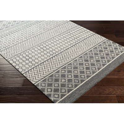 Tapis ivoire / gris anthracite en laine touffeté à la main Abdera