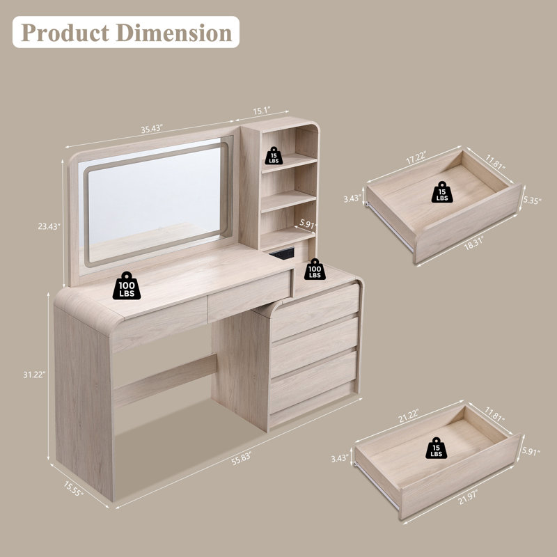 Maud Makeup Vanities, Cream