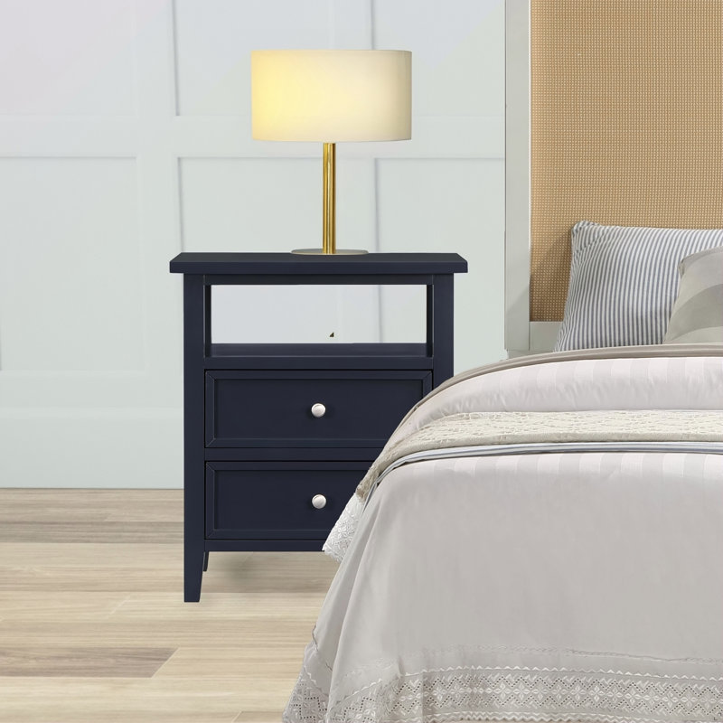 Table de chevet 2 tiroirs Midnight Blue, Bleu très foncé