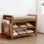 Banc de rangement à 2 niveaux pour chaussures en bambou