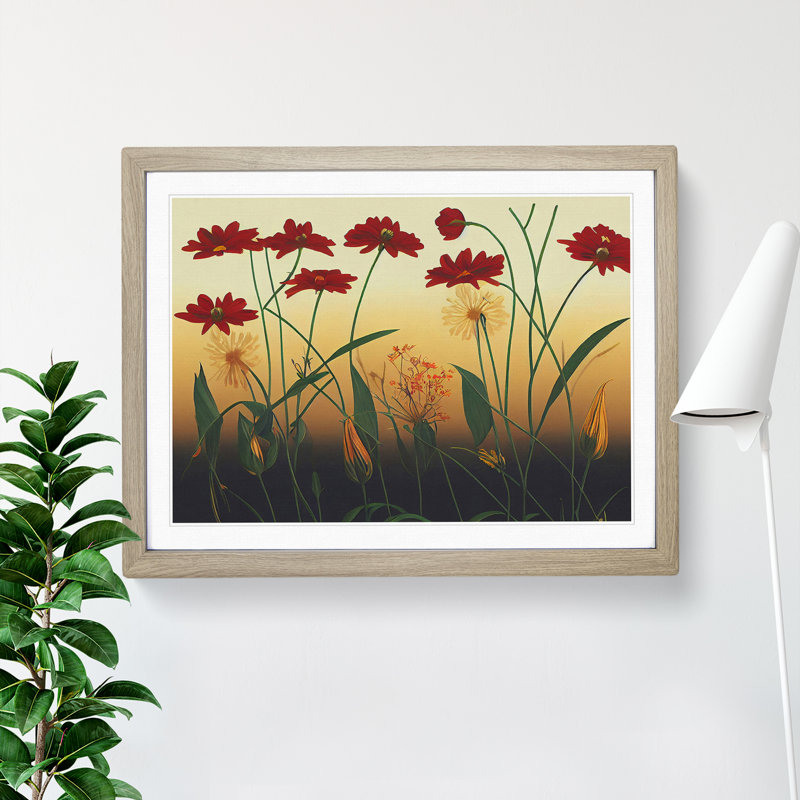 Delightful Wildflowers Floral 1 Piece Single Picture Frame Wall Art, 25cm H x 34cm W x 2cm D, Oak