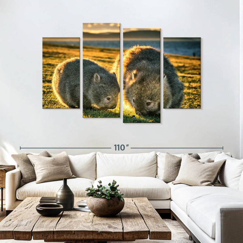Wombats In The Field, 54" H x 84" W