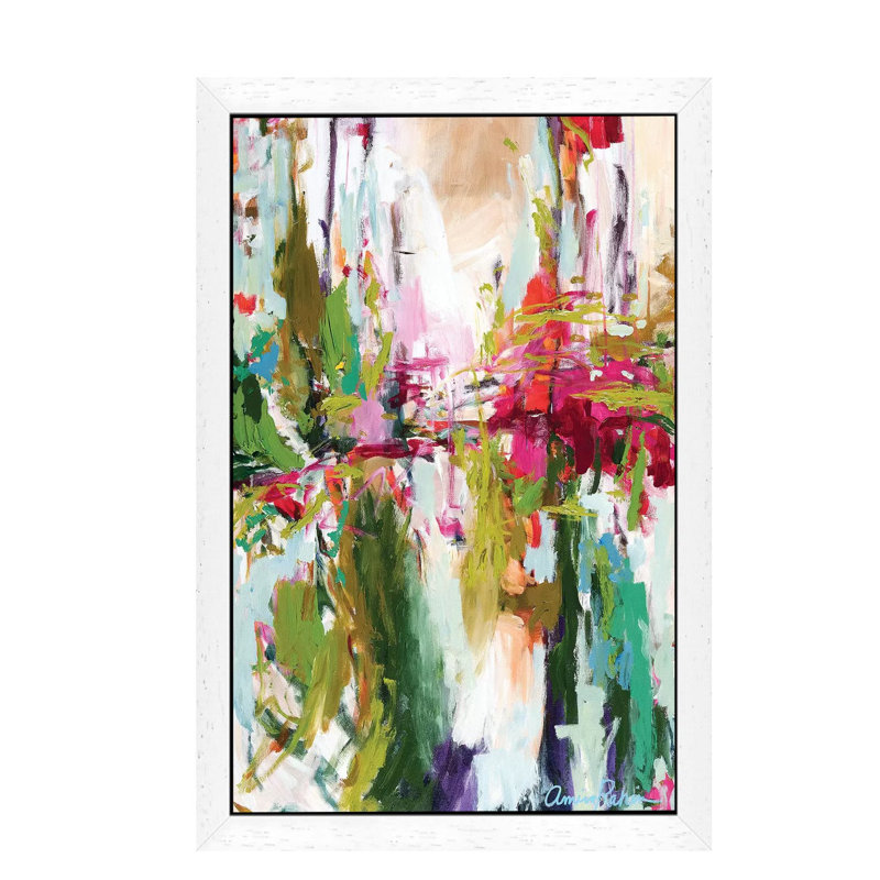Point Of Attraction by Amira Rahim - Floater Frame Painting on Canvas, 101.6 cm H x 66.04 cm W, White Framed