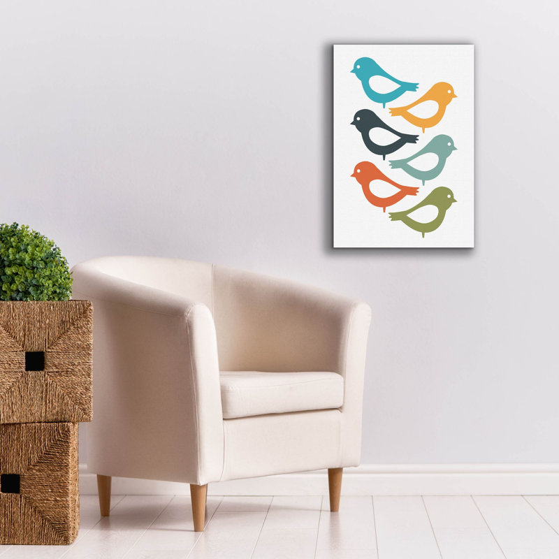 'Playful Birds' by Ayse, Canvas Wall Art, 26" H x 18" W x 0.75" D