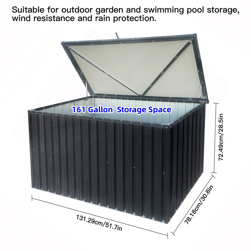 Outdoor/Patio Metal Storage Box Store Small, 28.47" H x 51.67" W x 30.77" D