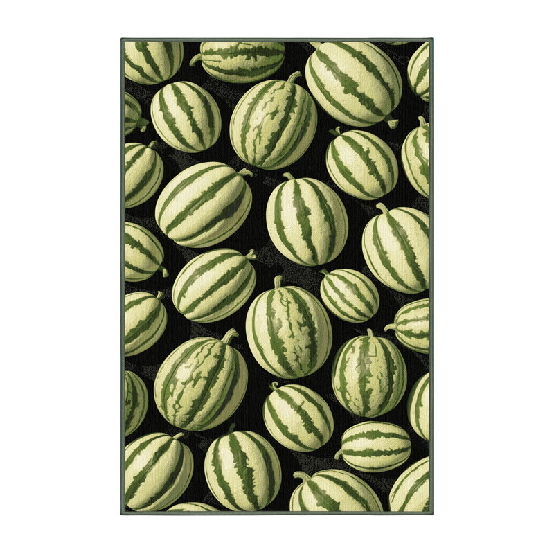 Tapis lavable à motif de fruits melon Casaba, Rectangulaire 2 pi x 3 pi
