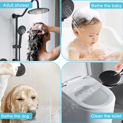 Système de douche à pluie complet complet avec valve brute et barre coulissante