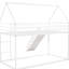 Lit superposé simple au-dessus d'une maison avec glissade, blanc - métal pour chambre à coucher-687579726