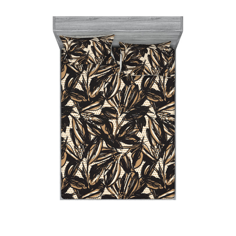 Drap-housse et taies décoratives 3 pièces Ambesonne, Ensemble de draps pour lit double avec 2 taies d'o