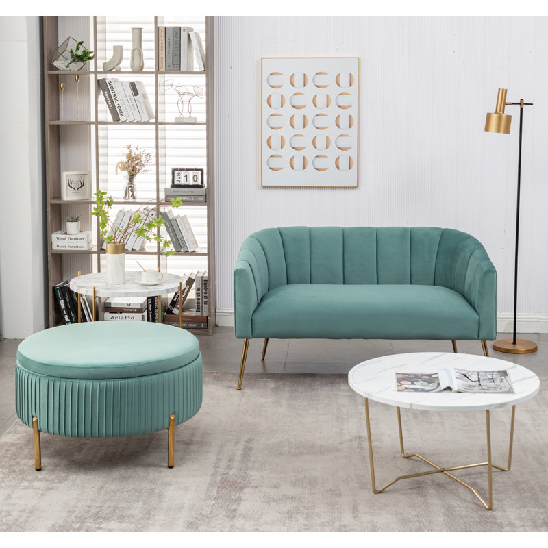 Ensemble de salon 2 pièces Marialana, Velours bleu sarcelle