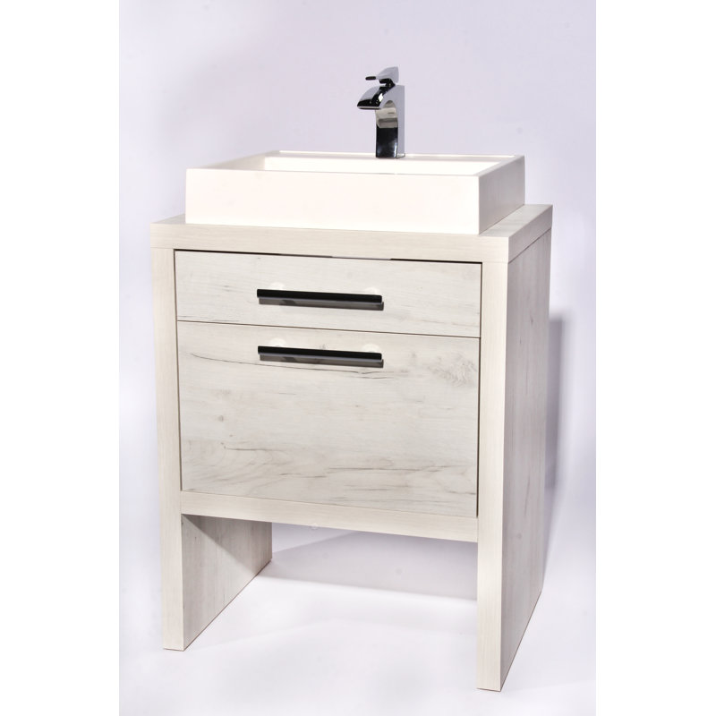 Ensemble de meuble-lavabo simple 32 po Amato, Chêne naturel blanc