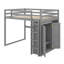 Lit mezzanine double avec tablettes et DEL-633074854