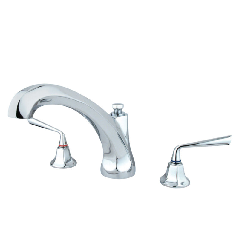 Robinet de baignoire romaine à deux poignées à fixation sur plateau 3 trous Kingston, Chrome poli