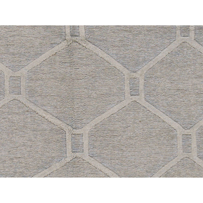 Himalayan Wool Geometric Area Rug in Silver/Beige, Rectangle 6'1" x 8'11"