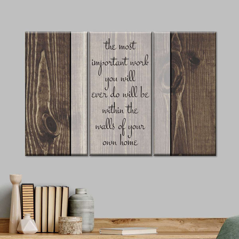 «Most Import Work Typographie», reproduction d'art sur toile, H 24 po x l 38 po x P 1,25 po