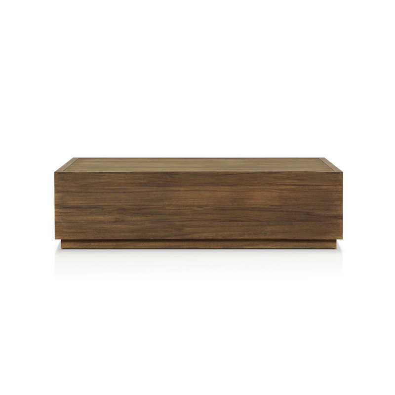 Duvall Outdoor Rectangle Teak Coffee Table, Stained Toasted Brown, 15.25" H x 70" L x 35" W