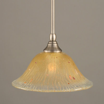 Stem Hung Mini Pendant With 10" Amber Crystal Glass