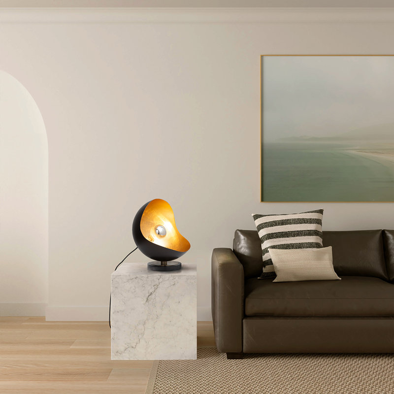 Saory 12" Table Lamp, Black, Black