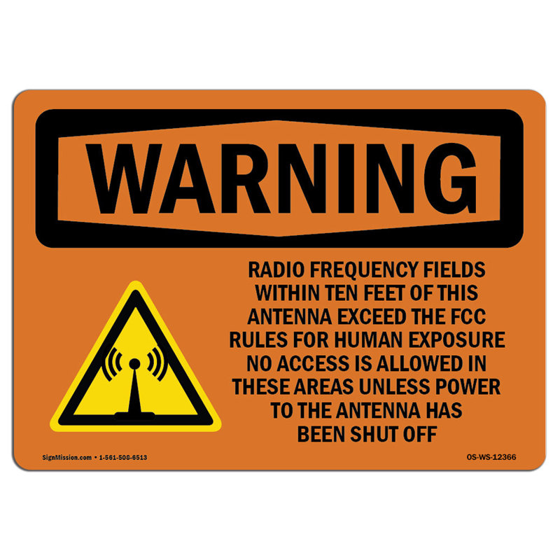 Champs de radiofréquences à l'intérieur de l'enseigne, H 18 po x l 24 po x P 0,1 po