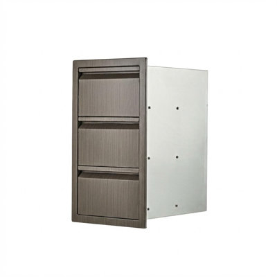 Rangement encastré résistant aux intempéries en acier inoxydable de 14,7 po x H 24,5 po x P 18,5 po à trois niveaux pour îlot de barbecue, patio et cuisine extérieure
