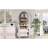 K&K 71-inch high arched kitchen storage cabinet, with 2 large drawers, modern farmhouse style kitchen storage cabinet, with adjustable shelves, glass door, suitable for kitchen, dining room wooden multi-functional cabinet, white