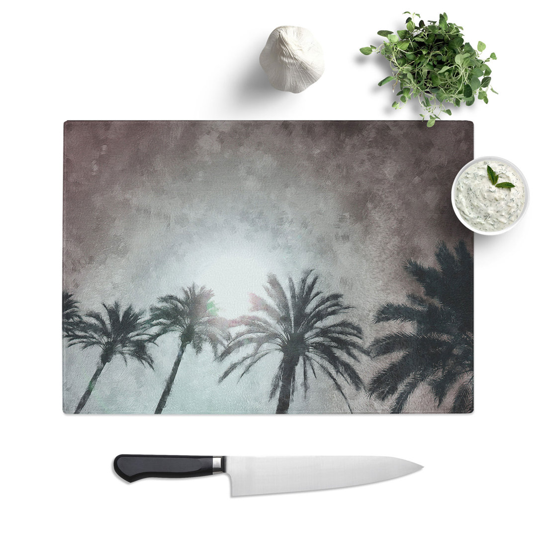 Tempered Glass Palm Trees in the Evening Chopping Board