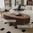 47'' Oval Coffee Table With Storage Solid Wood Veneered Modern Coffee Table Accent Tea Table-845345711