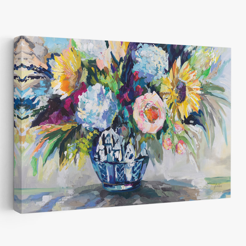 Bleu et bouquet gingembre Pop Art, H 32 po x l 48 po