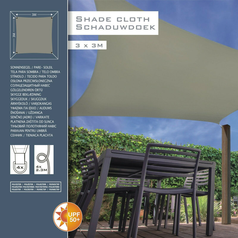 3m x 3m Square Shade Sail, Sage