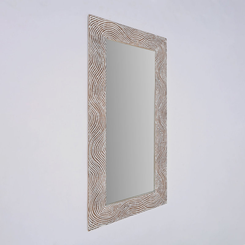 Miroir sur pied encadré, sculpté à la main, 36 x 72 pouces