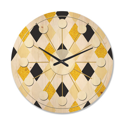 Horloge murale moderne en bois doré chic II - Mid-Century