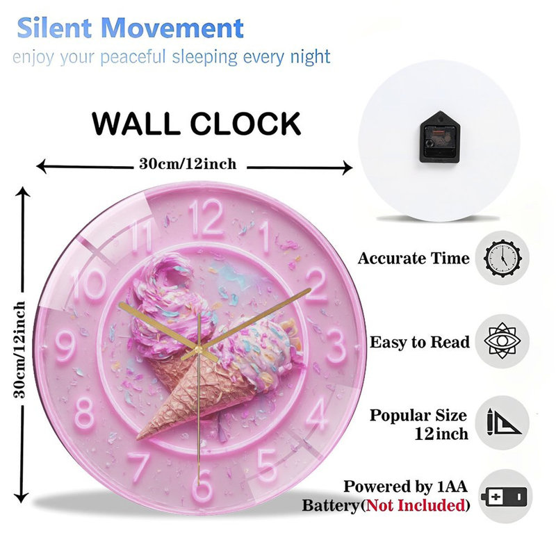 Horloge murale 12 po rose