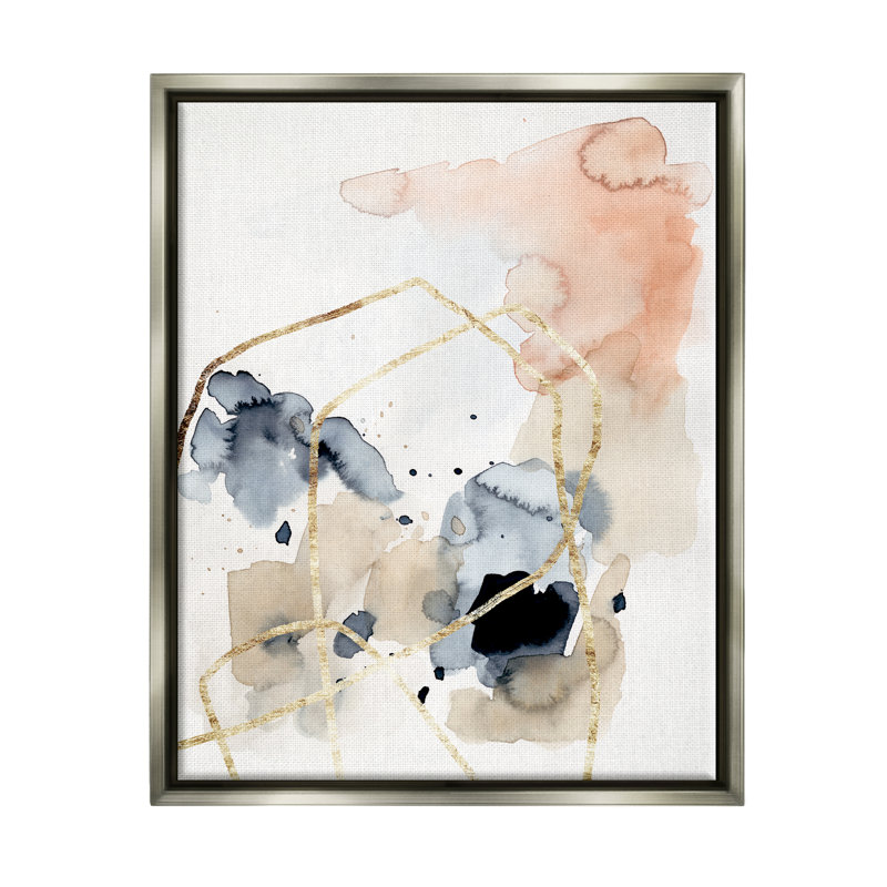 Art abstrait sur toile, "Musical Beats" par Victoria Barnes, H 21 po x l 17 po x P 1,7 po, Cadre flottant gris lustré