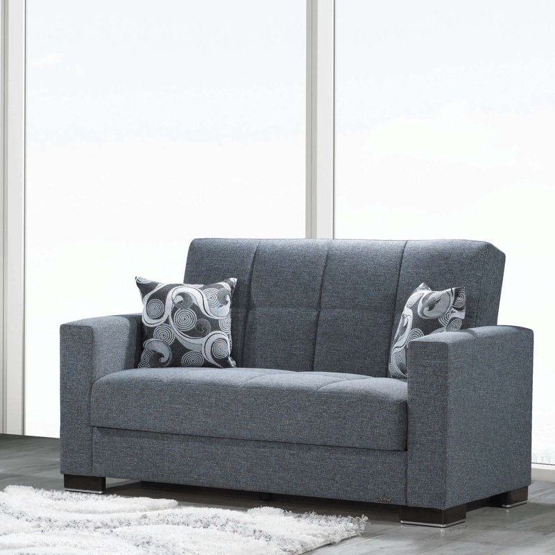 Annalice 65 in. Fabric Upholstered 2-Seater 3-in-1 Sleeper Loveseat Sofa Bed with Storage, Chenille Gray