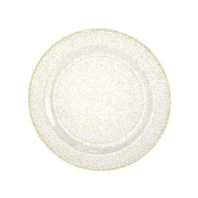  7.5Inch Premium White Gold Glitter Design Plastic Disposable Plates Elegant Durable Heavy Duty For Dinners Desserts Salads Wedding Parties Holidays (10)